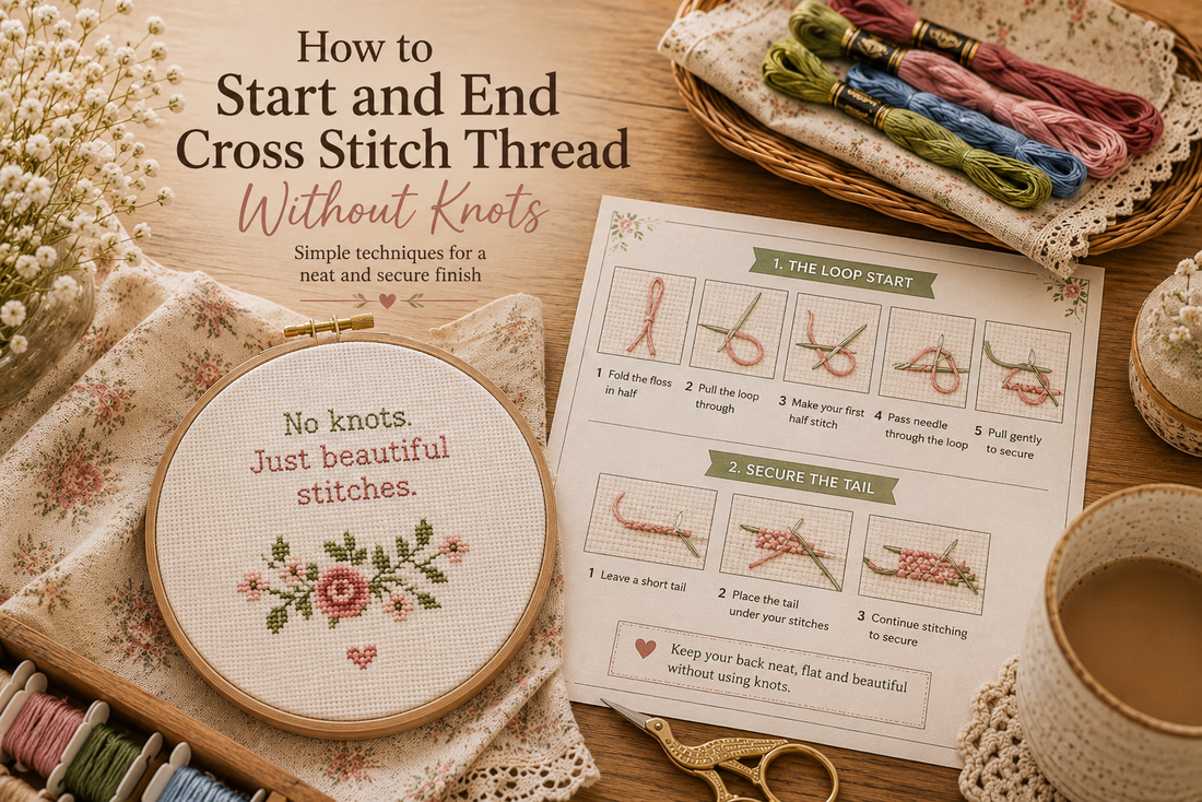 How to Start and End Cross Stitch Thread Without Knots