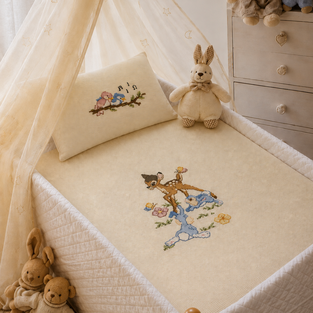 Woodland Nursery Cross Stitch Pattern Bundle, Fawn Bunny & Birds, Baby Room Decor, Baby Gift, PDF Instant Download