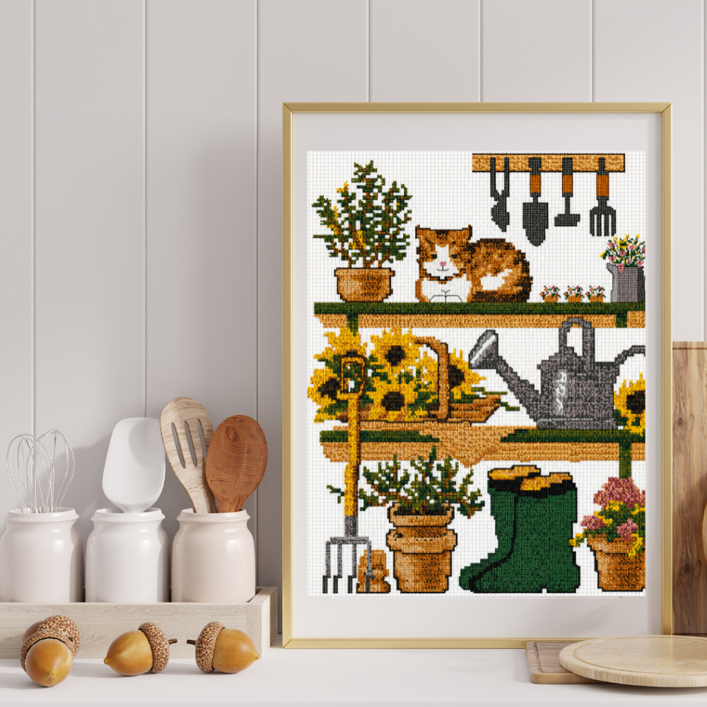 The Cottage Gardener Cross Stitch Pattern