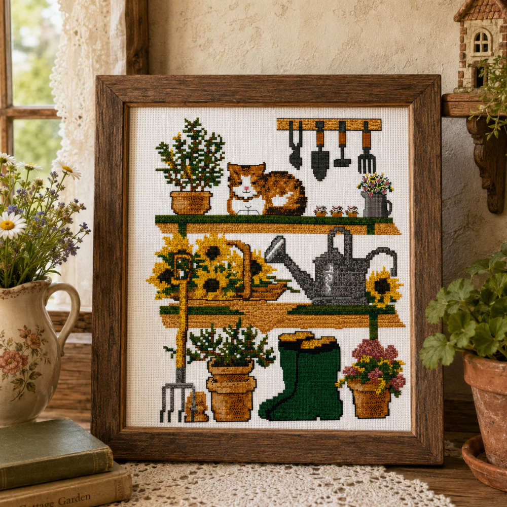 The Cottage Gardener Cross Stitch Pattern