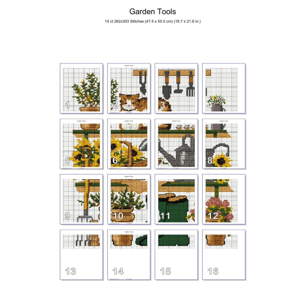 The Cottage Gardener Cross Stitch Pattern, Cottagecore Garden Cat, Sunflower & Potting Shed Counted Cross Stitch PDF, Pattern Keeper