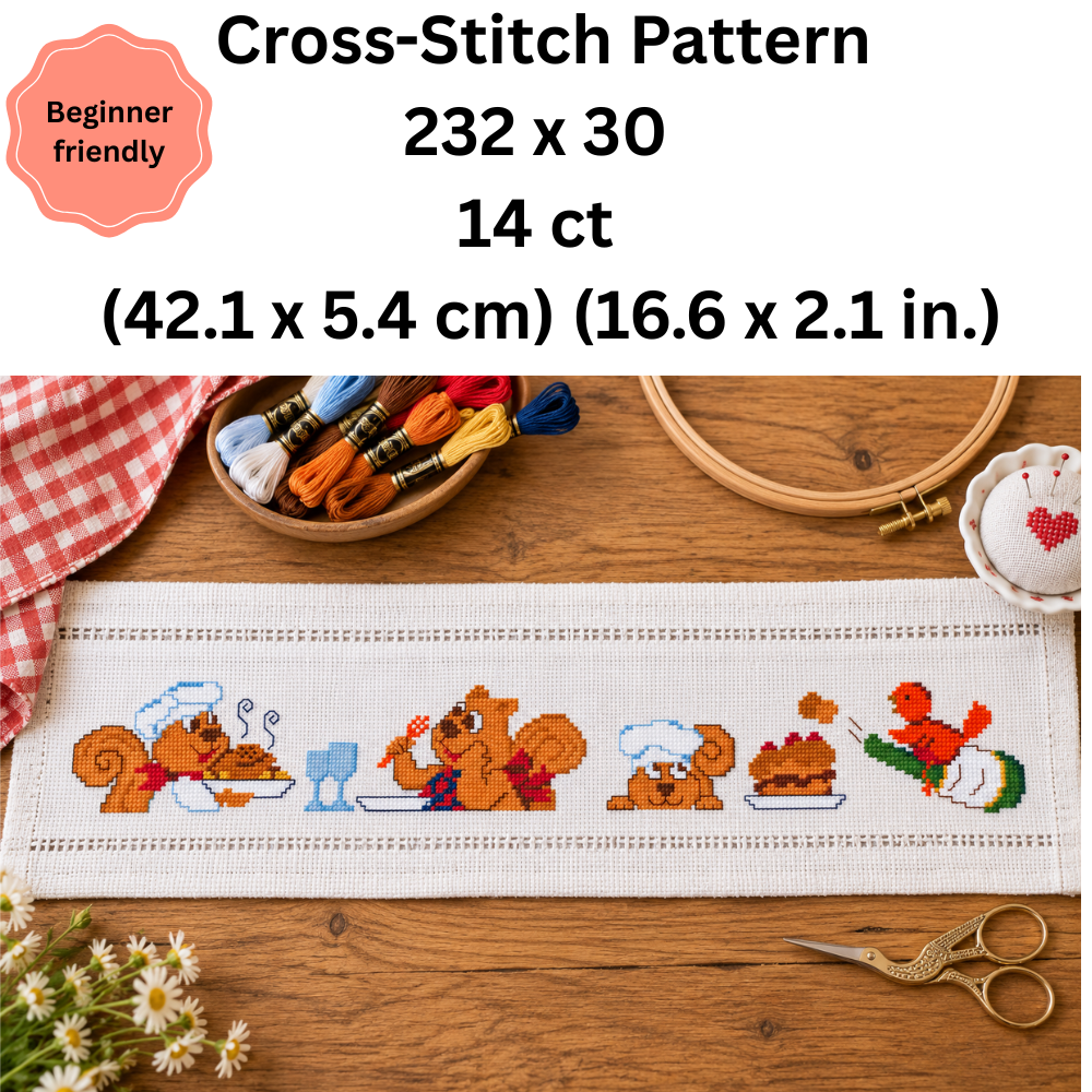 Squirrels  Kitchen Parade Cross Stitch Border