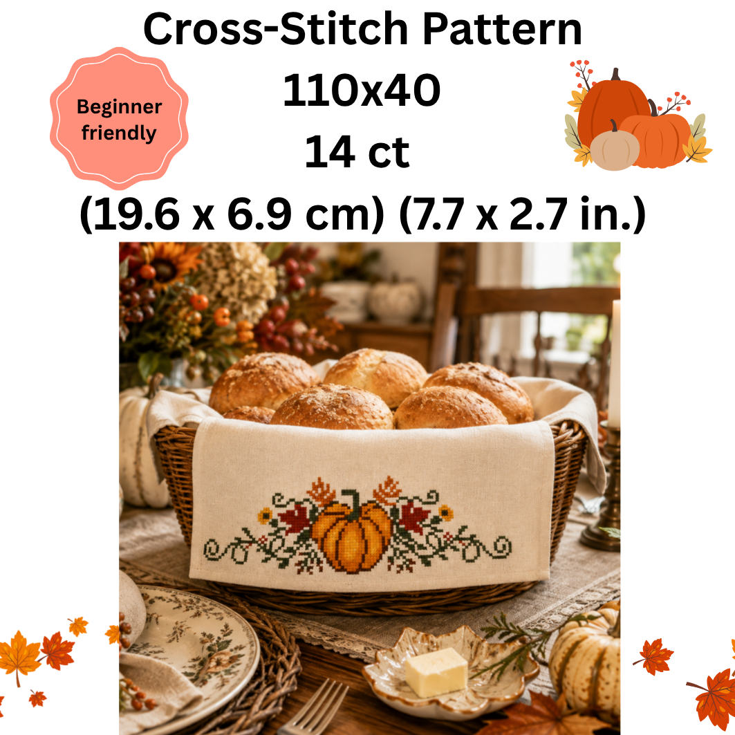 Fall & Thanksgiving Linen Border Cross Stitch Pattern