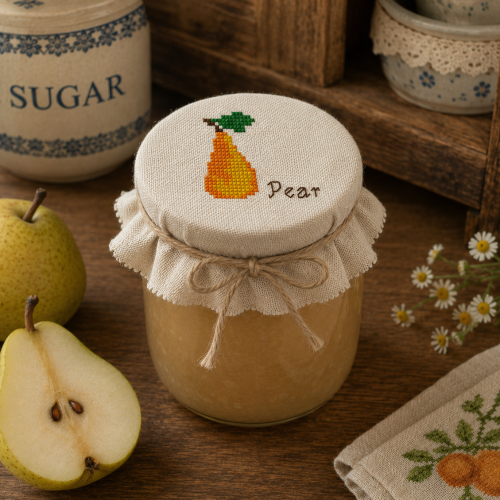 Pear Cross Stitch Pattern, Small Fruit Cross Stitch PDF, Kitchen Embroidery, Cottagecore Decor, Bella's Pantry, Instant Download