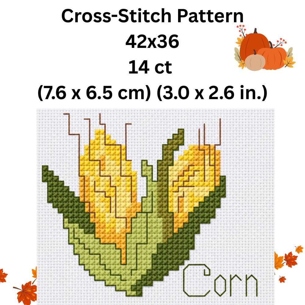 Corn Cross Stitch Pattern, Fall Harvest Mini Cross Stitch, Farmhouse Kitchen Decor, Beginner PDF Pattern, Autumn Corn Embroidery