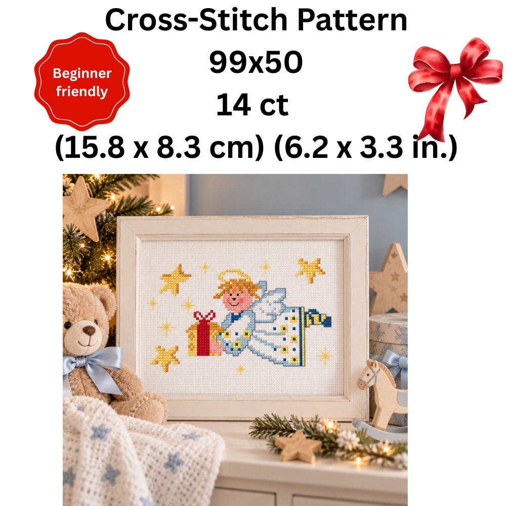 Christmas Gift Angel Cross Stitch Pattern
