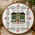 Blessed Home Cross Stitch Pattern, Home Sweet Home Sampler, Housewarming Gift, Christian Cross Stitch, Floral House PDF Pattern