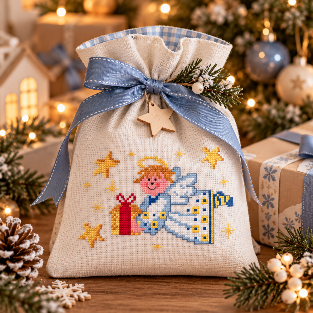 Christmas Gift Angel Cross Stitch Pattern