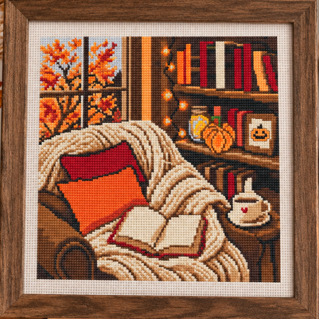 Autumn Reading Nook Cross Stitch Pattern