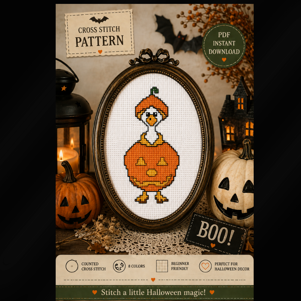 Halloween Ducks Mini Cross Stitch Pattern Set