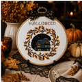 Halloween Haunted House Wreath Cross Stitch Pattern, Autumn Leaves, Spooky Fall Decor, Halloween PDF Embroidery Pattern