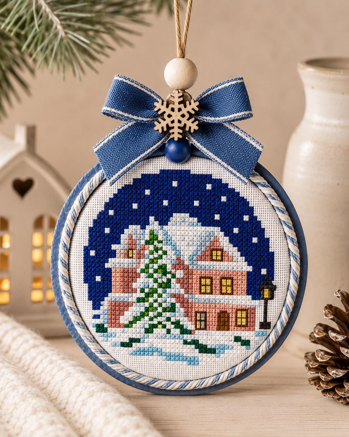 Winter Village Cross Stitch Bundle PDF digital pattern preview