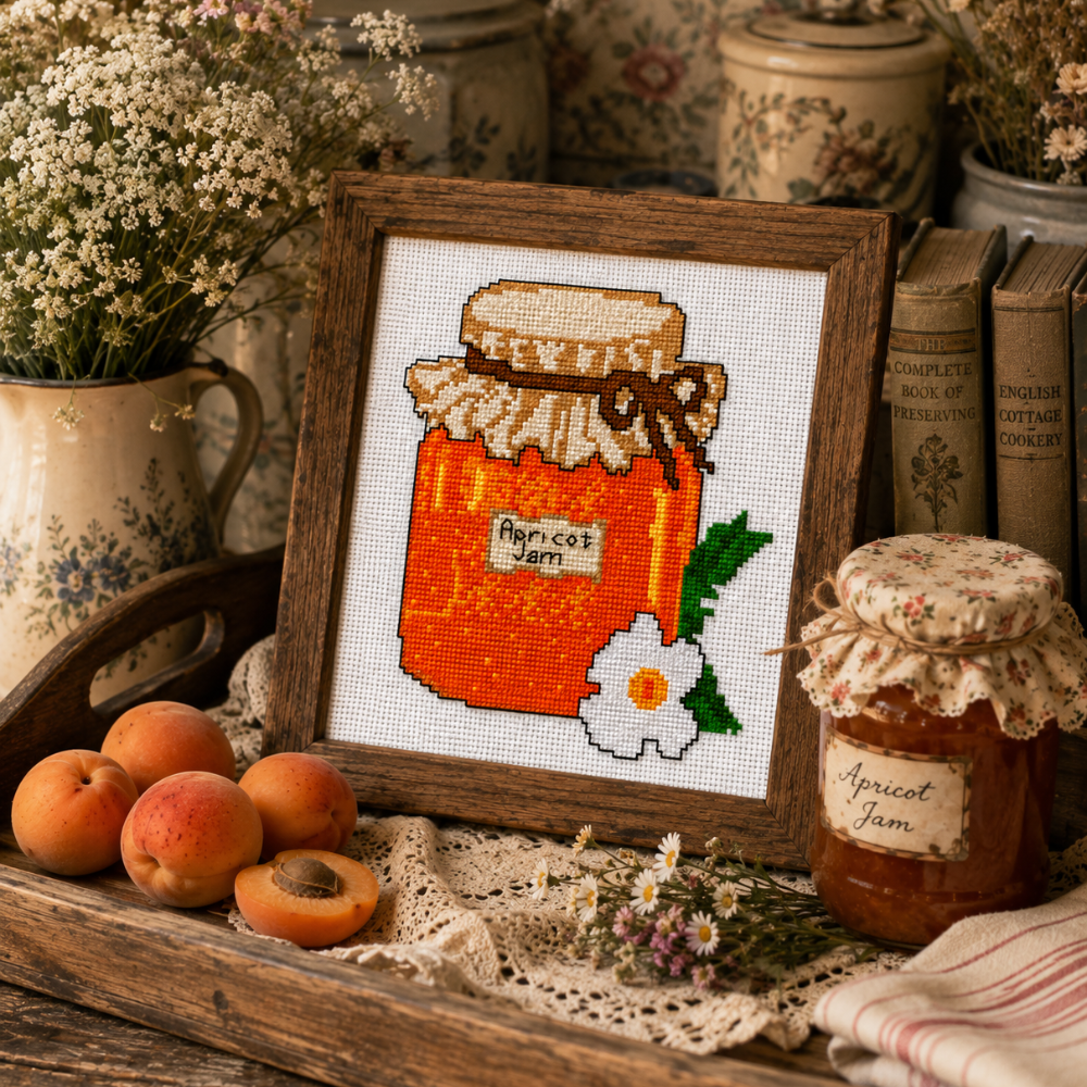 Apricot Jam Jar Cross Stitch Pattern