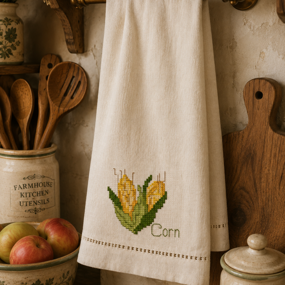Corn Cross Stitch Pattern, Fall Harvest Mini Cross Stitch, Farmhouse Kitchen Decor, Beginner PDF Pattern, Autumn Corn Embroidery