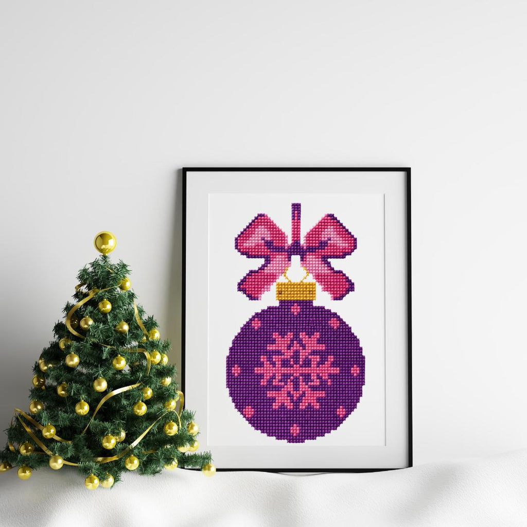 Purple Bauble Cross Stitch Pattern PDF digital pattern preview