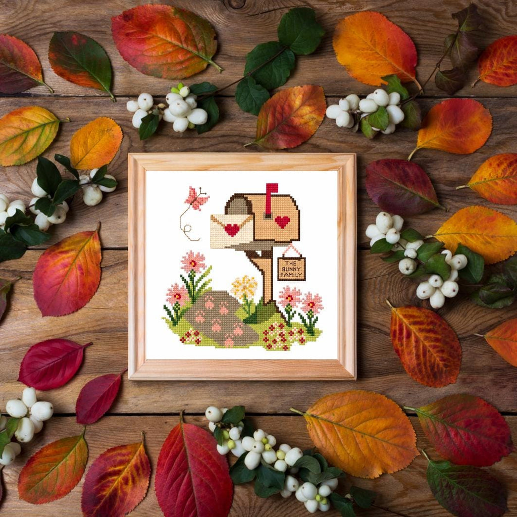 Woodland Mailbox Cross Stitch Pattern PDF digital pattern preview