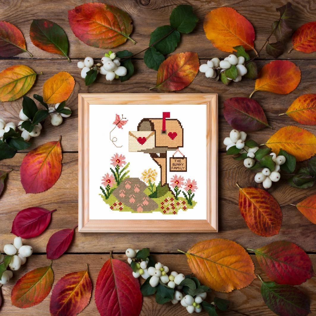 Woodland Mailbox Cross Stitch Pattern PDF digital pattern preview