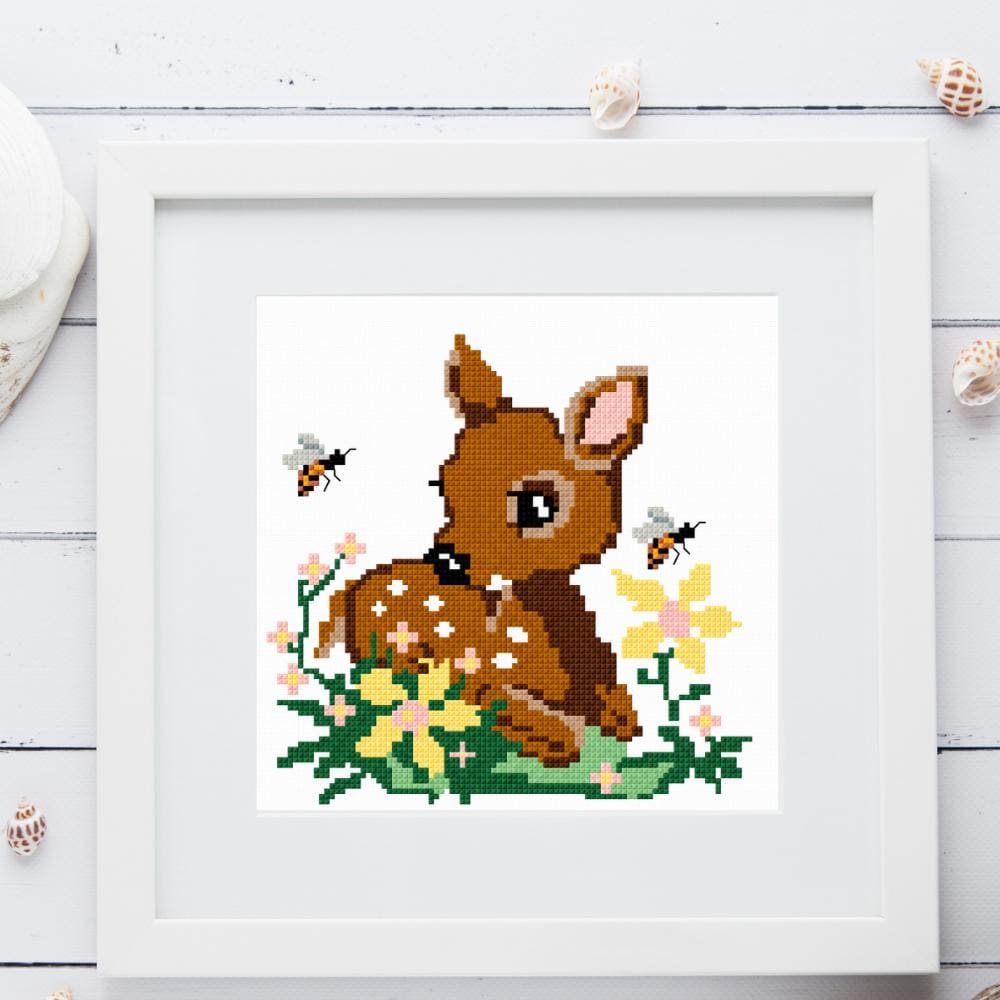 Baby Deer Cross Stitch Pattern PDF digital pattern preview