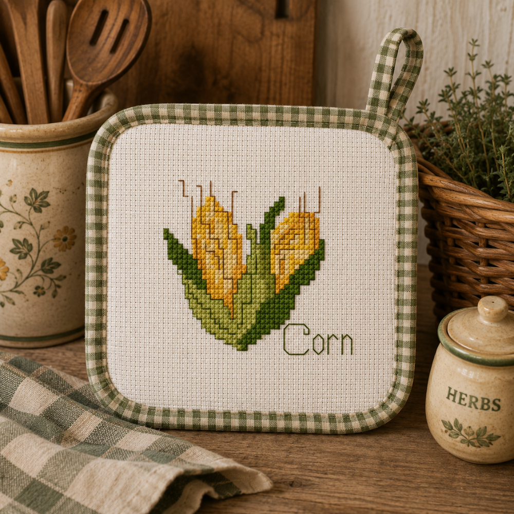 Corn Cross Stitch Pattern, Fall Harvest Mini Cross Stitch, Farmhouse Kitchen Decor, Beginner PDF Pattern, Autumn Corn Embroidery