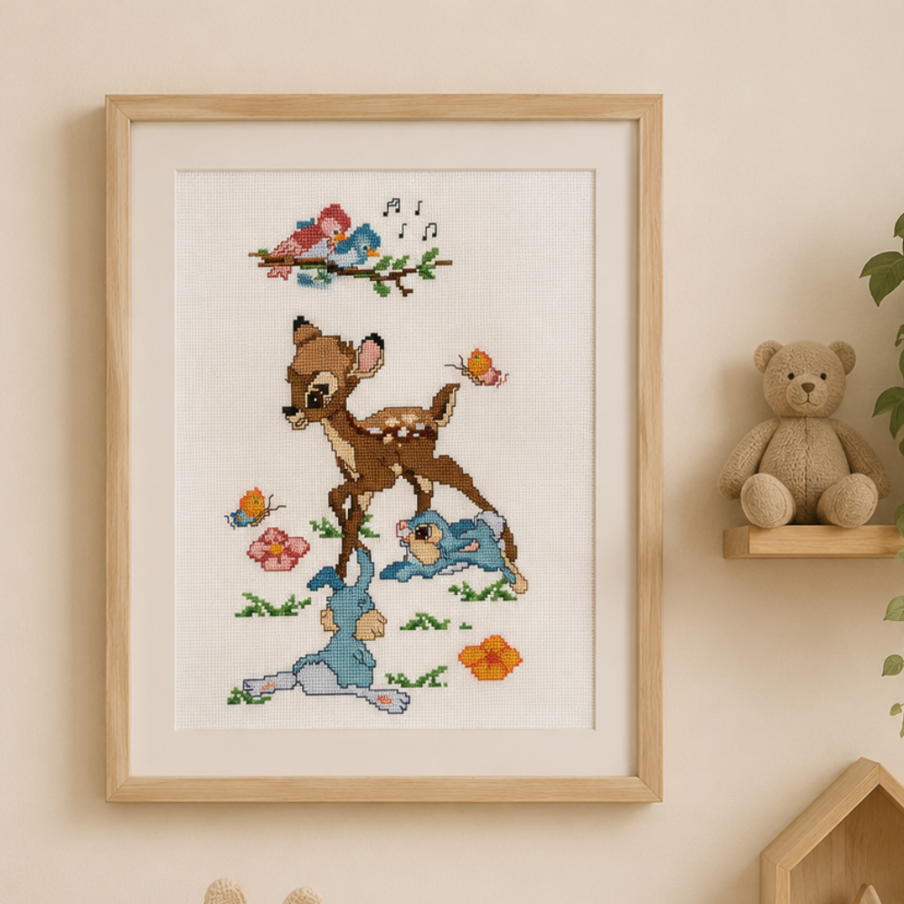 Woodland Nursery Cross Stitch Pattern Bundle, Fawn Bunny & Birds, Baby Room Decor, Baby Gift, PDF Instant Download