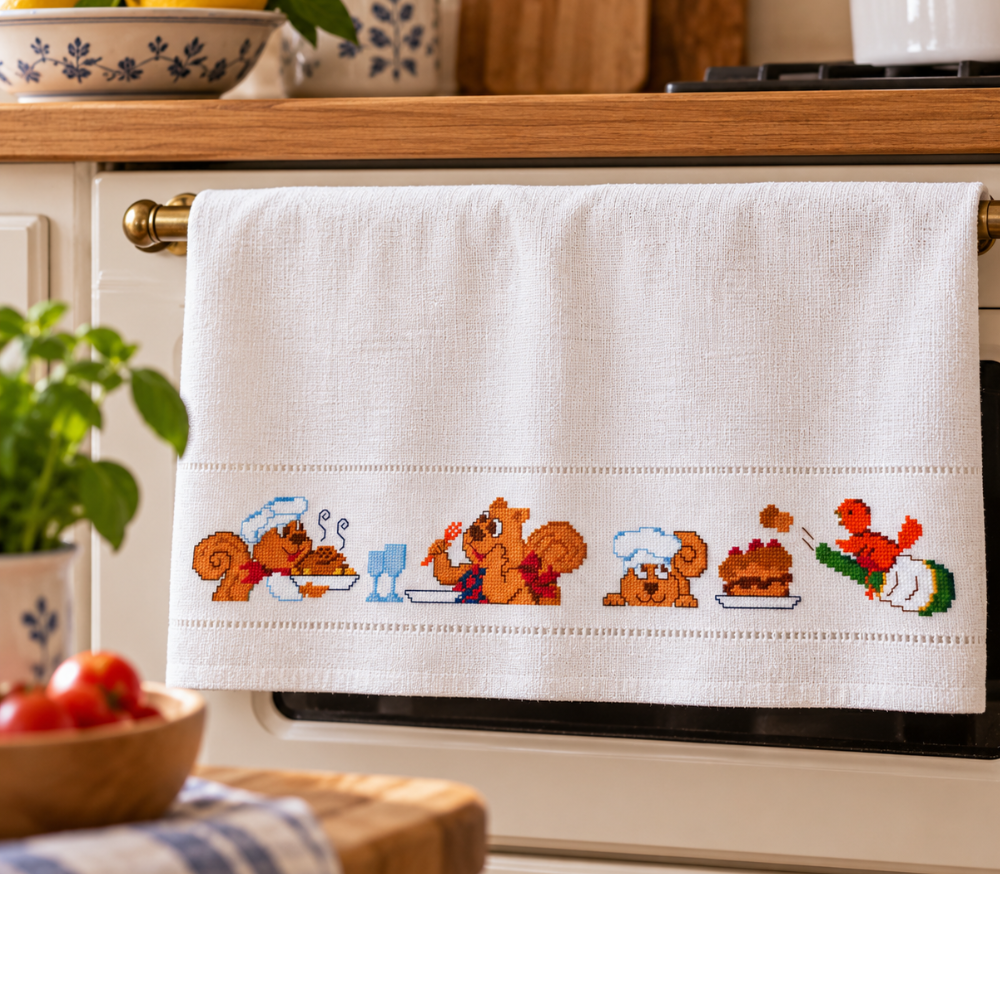 Squirrels  Kitchen Parade Cross Stitch Border