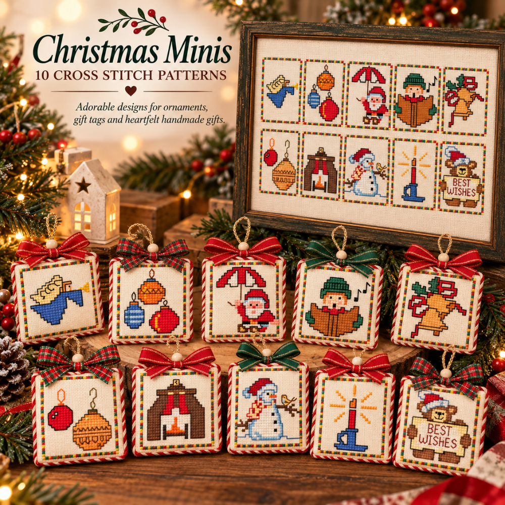 Christmas Minis – 10 Cross Stitch Patterns for Ornaments, Gift Tags & Holiday Décor