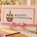Happy Birthday Cupcake Cross Stitch Pattern PDF | Small Birthday Embroidery Design