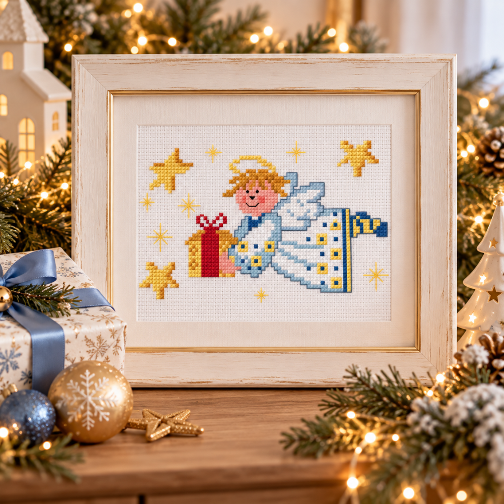 Christmas Gift Angel Cross Stitch Pattern