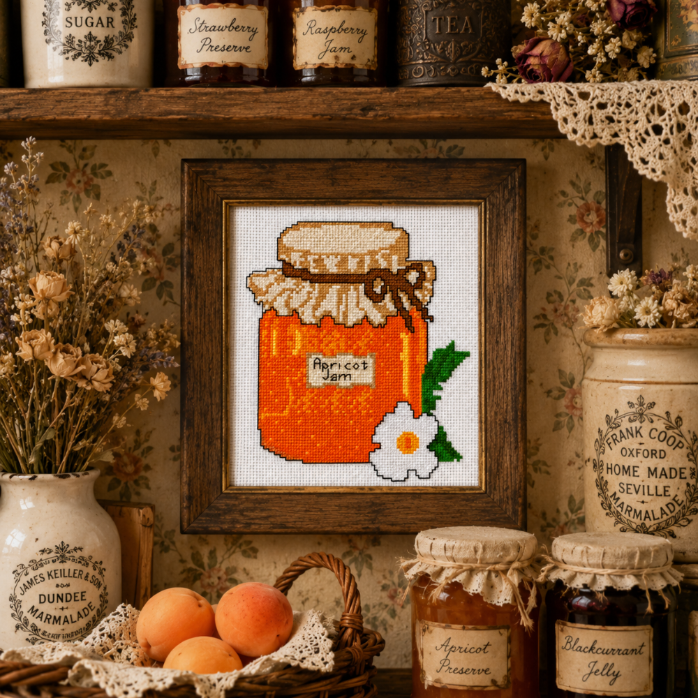 Apricot Jam Jar Cross Stitch Pattern