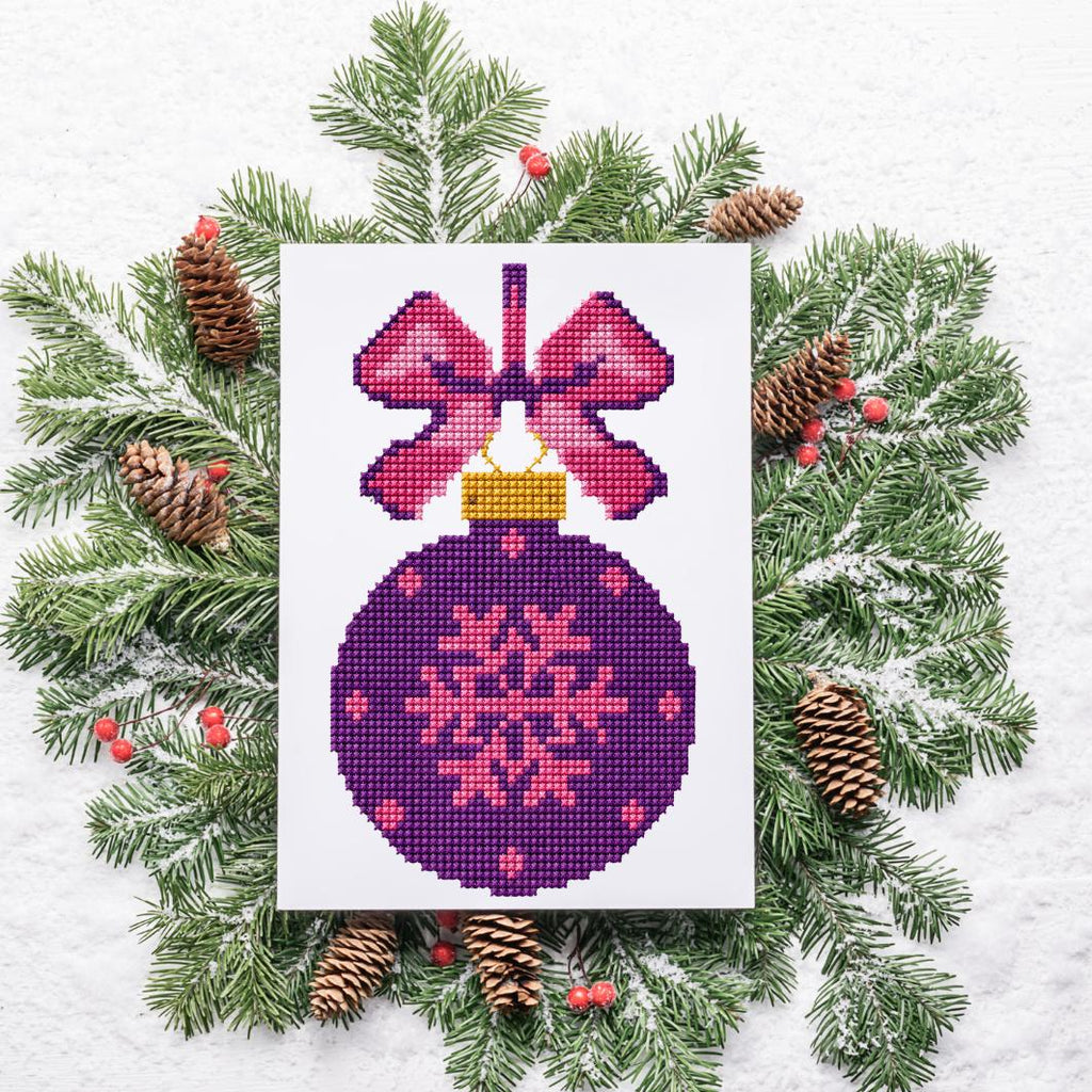 Purple Bauble Cross Stitch Pattern PDF digital pattern preview