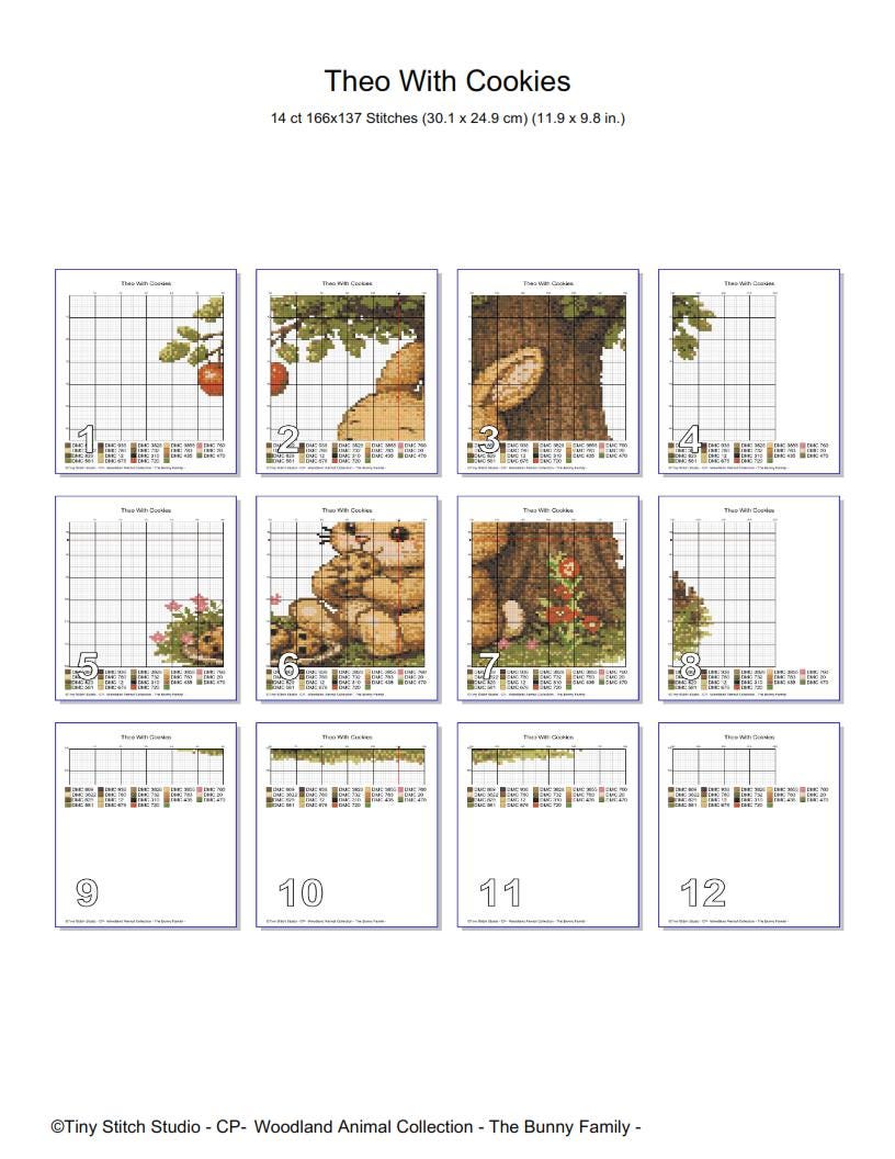 Bunny Eating Cookie Cross Stitch Pattern PDF digital pattern preview