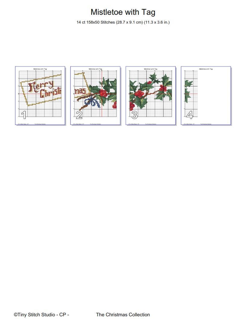 Mistletoe Christmas Cross Stitch Pattern PDF digital pattern preview
