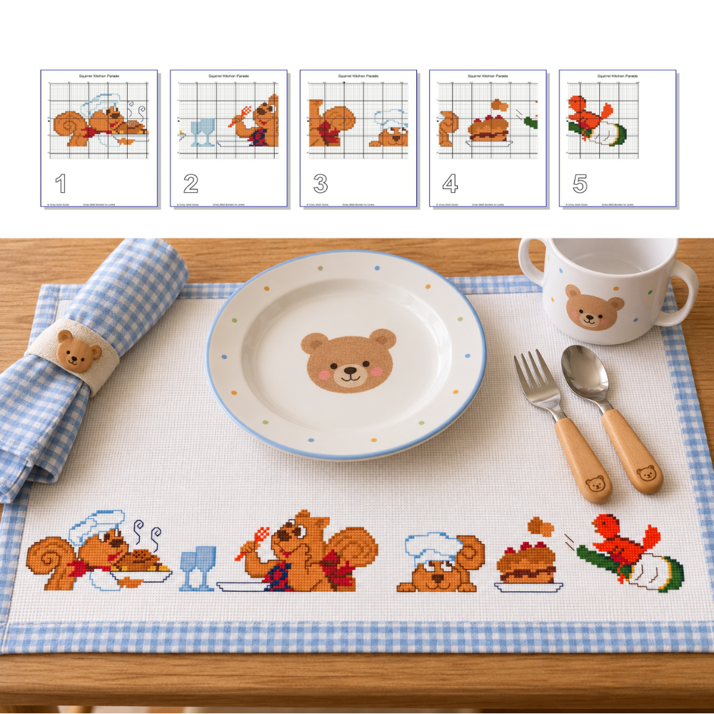 Squirrels  Kitchen Parade Cross Stitch Border
