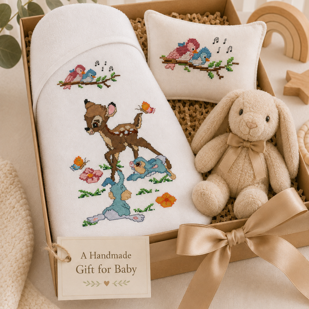 Woodland Nursery Cross Stitch Pattern Bundle, Fawn Bunny & Birds, Baby Room Decor, Baby Gift, PDF Instant Download