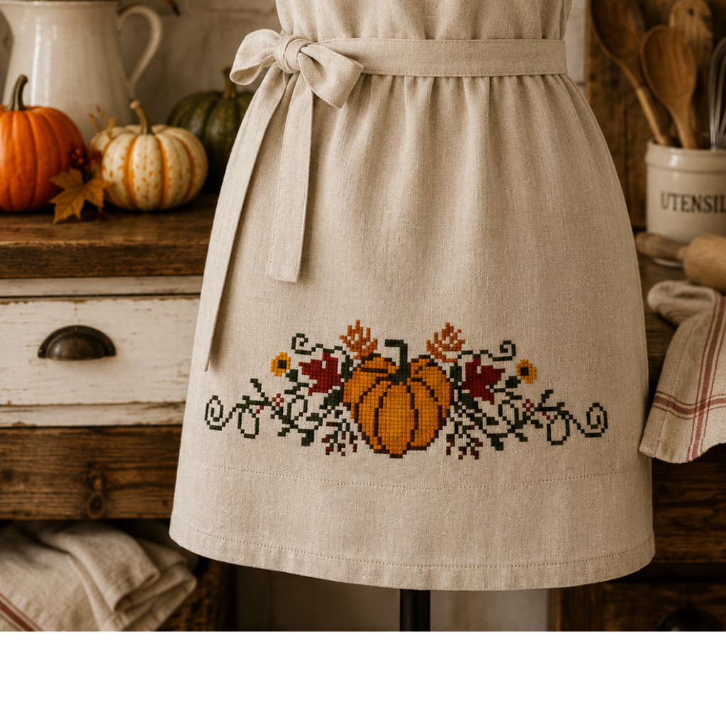 Fall & Thanksgiving Linen Border Cross Stitch Pattern