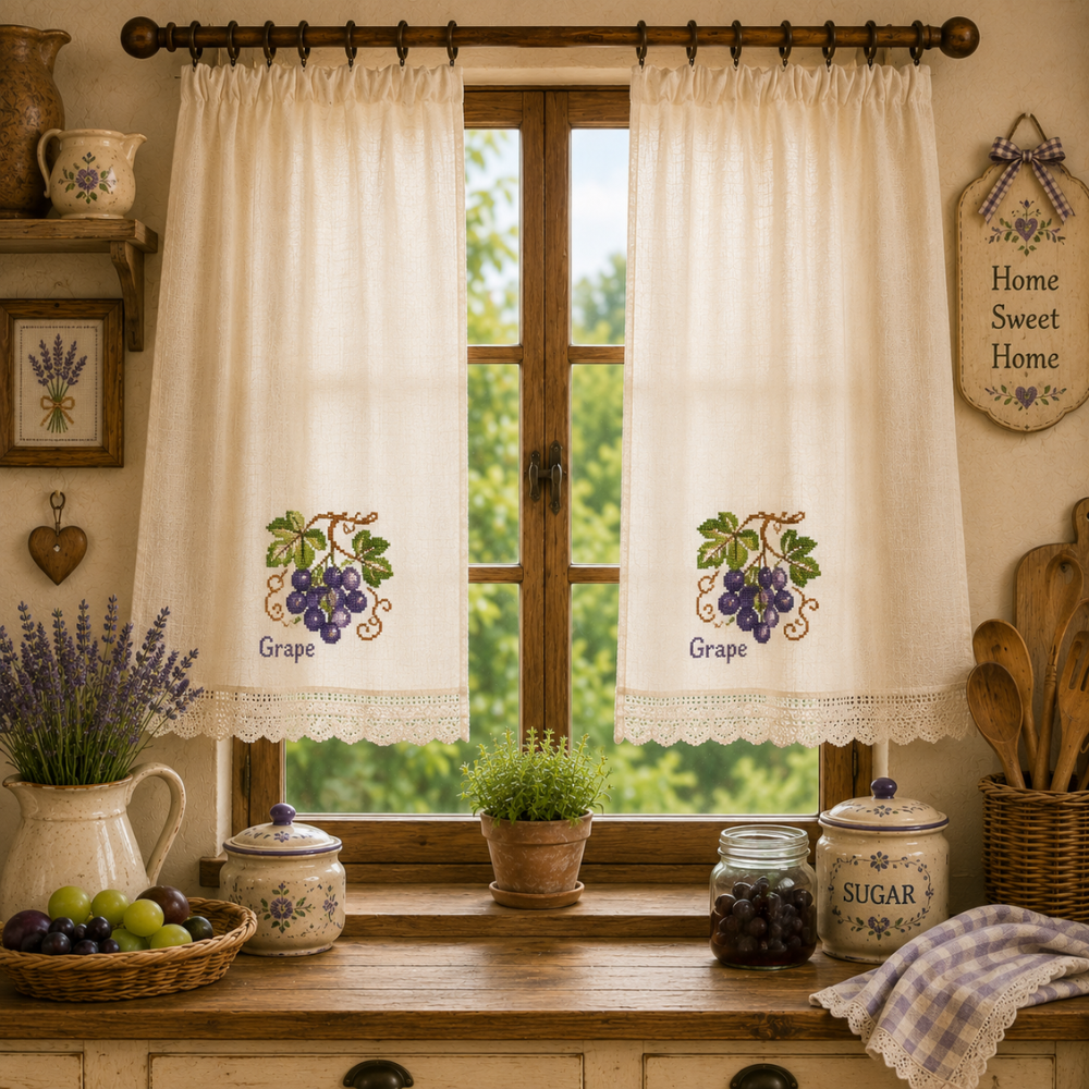 Trauben Kreuzstichmuster | Bellas Vorratskammer | Cottage Obst Stickerei PDF | Rustikale Küchendekoration | Sofort Download