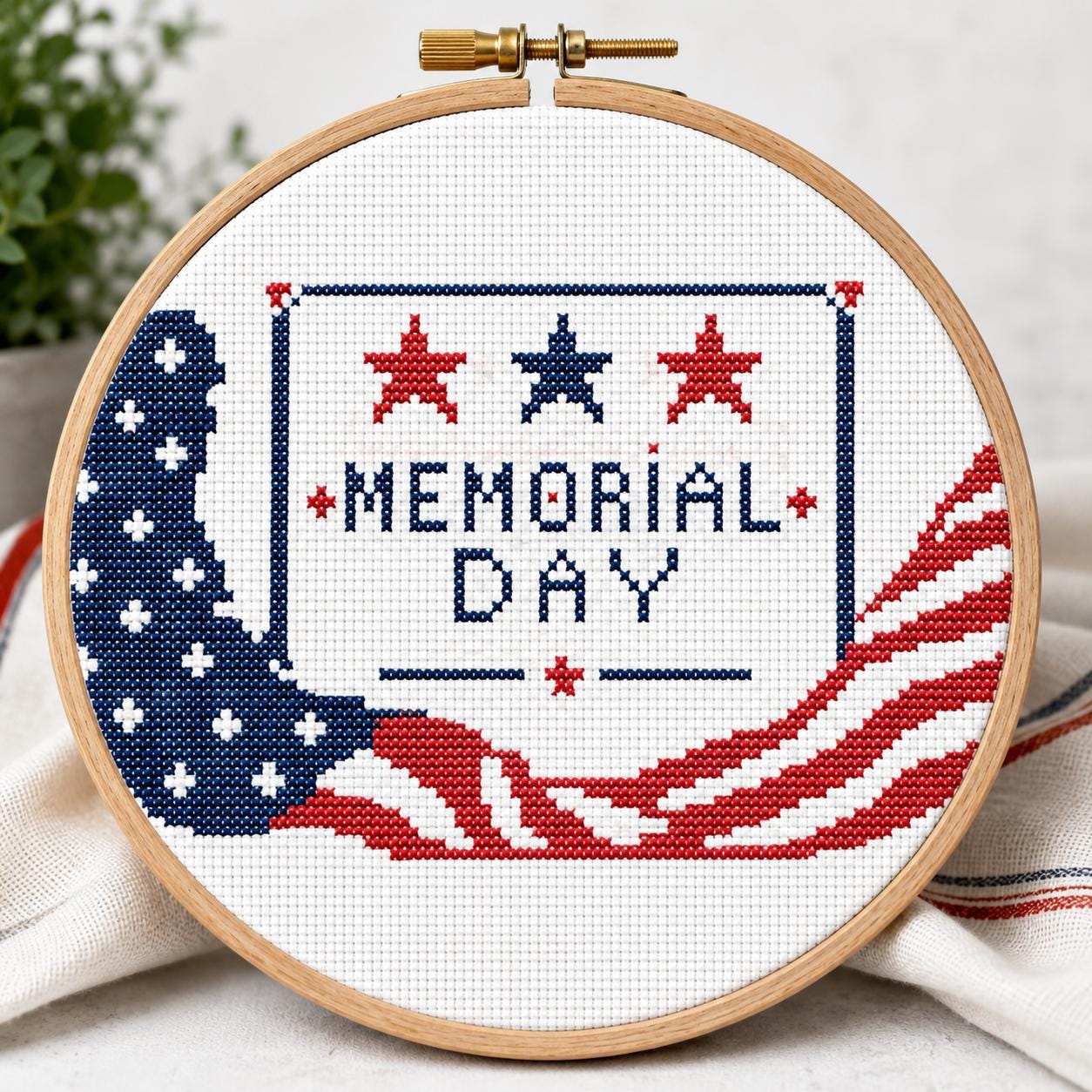 Memorial Day Cross Stitch Pattern PDF finished cross stitch design