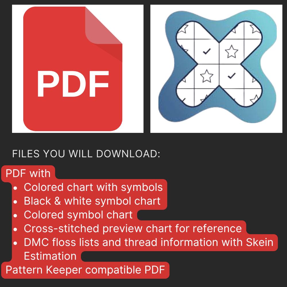 Green Dragon Mahjong Cross Stitch Pattern PDF digital pattern preview