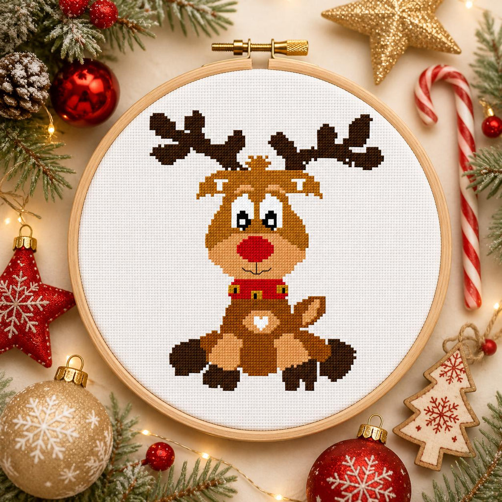 Reindeer Cross Stitch Pattern PDF finished cross stitch design