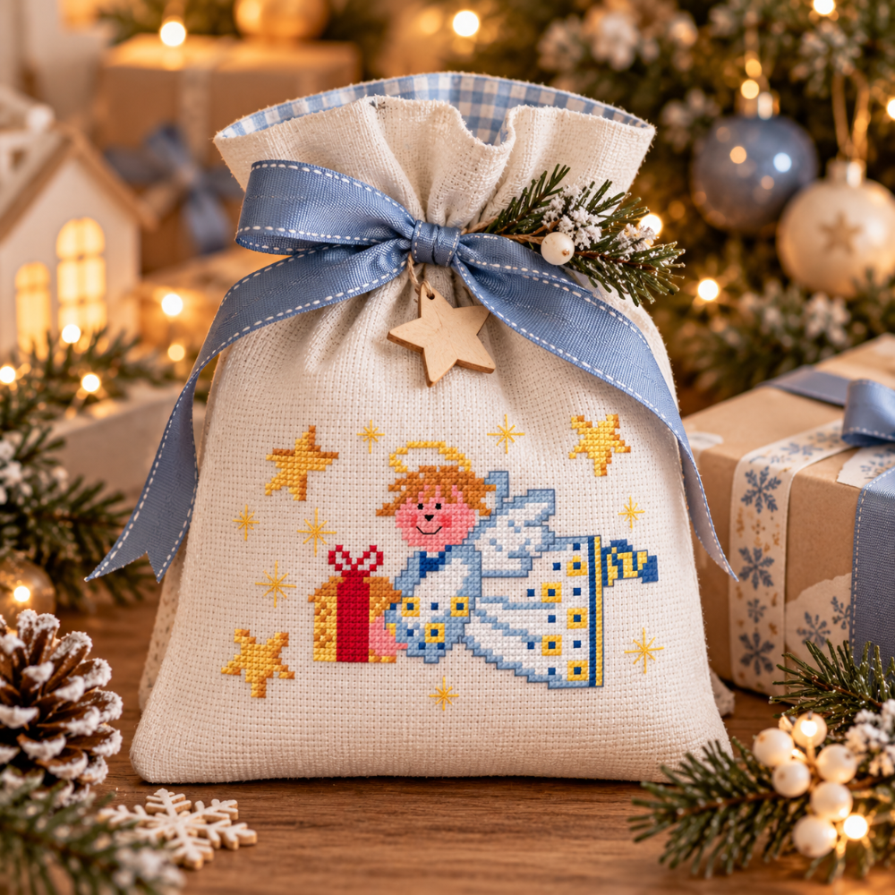 Christmas Gift Angel Cross Stitch Pattern