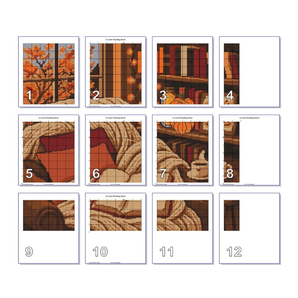Autumn Reading Nook Cross Stitch Pattern