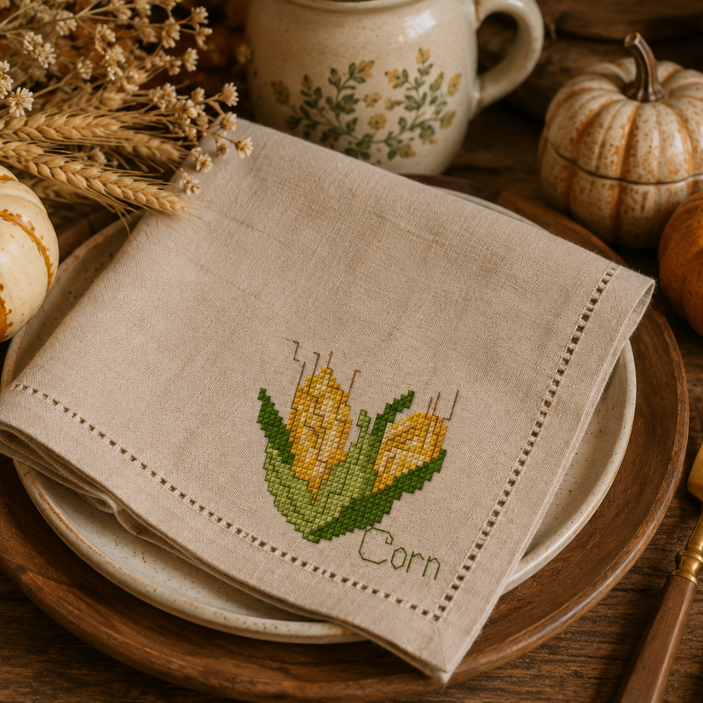 Corn Cross Stitch Pattern, Fall Harvest Mini Cross Stitch, Farmhouse Kitchen Decor, Beginner PDF Pattern, Autumn Corn Embroidery
