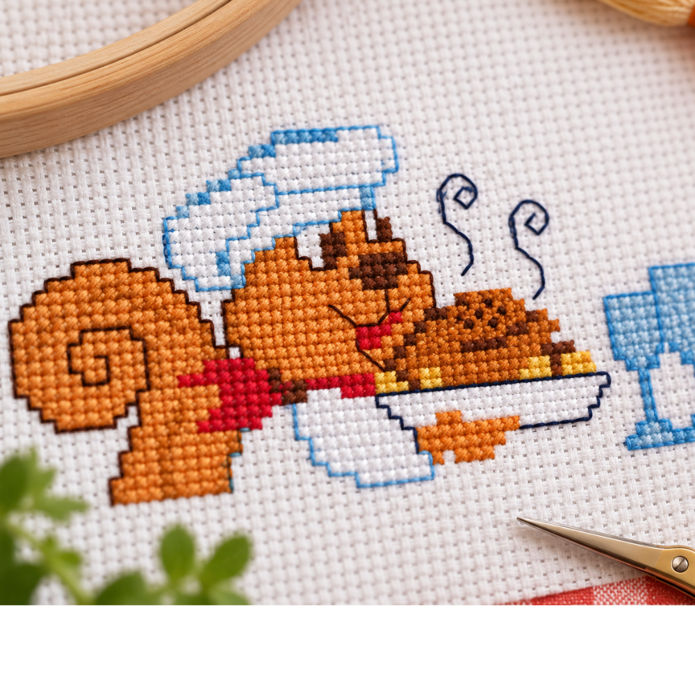 Squirrels  Kitchen Parade Cross Stitch Border