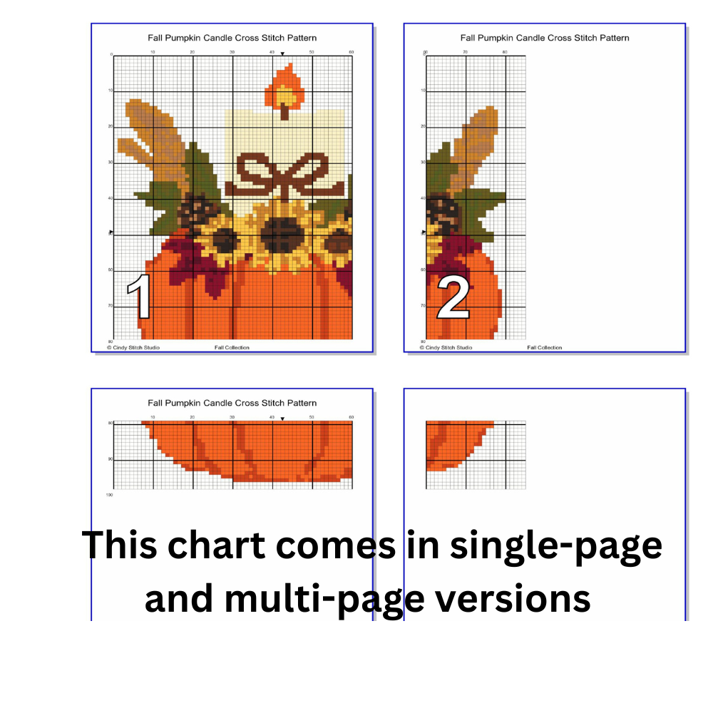 Fall Pumpkin Candle Cross Stitch Pattern
