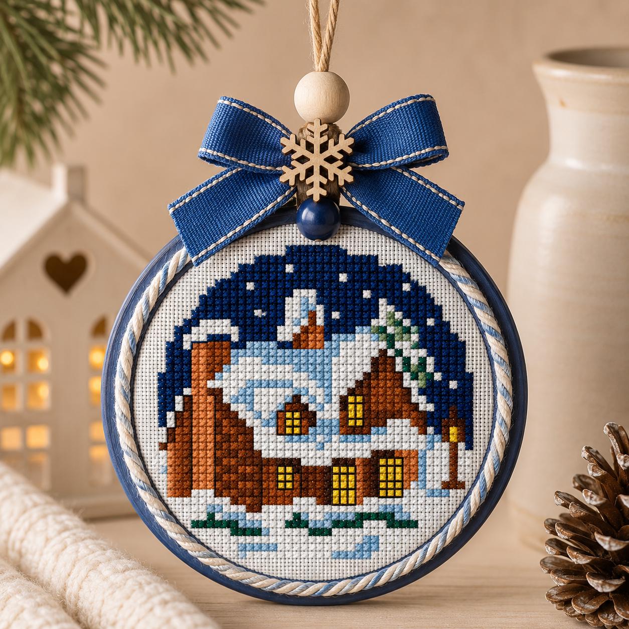 Winter Village Cross Stitch Bundle PDF digital pattern preview