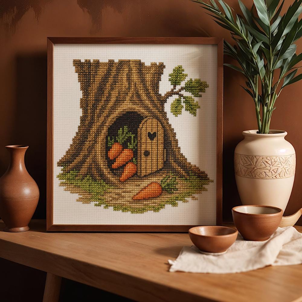 Secret Carrot Stash Cross Stitch Pattern PDF digital pattern preview