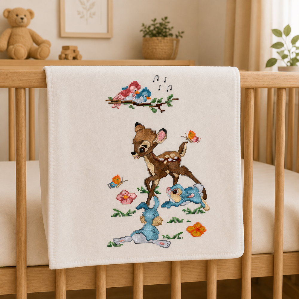Woodland Nursery Cross Stitch Pattern Bundle, Fawn Bunny & Birds, Baby Room Decor, Baby Gift, PDF Instant Download