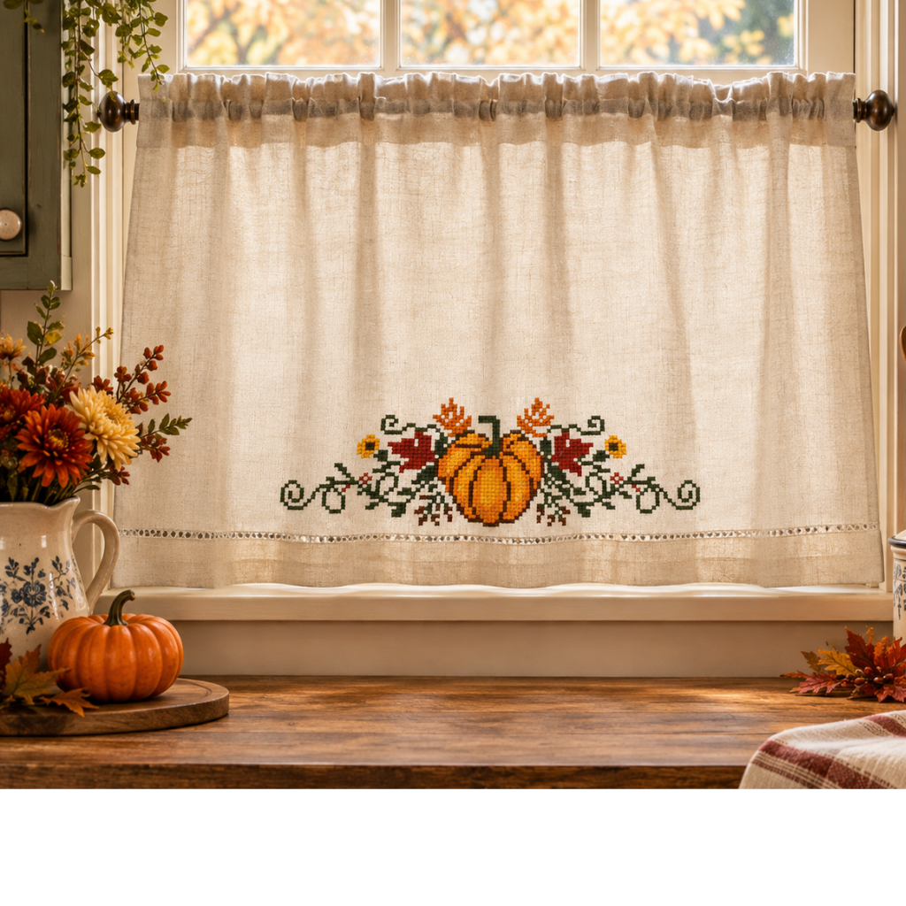 Fall & Thanksgiving Linen Border Cross Stitch Pattern