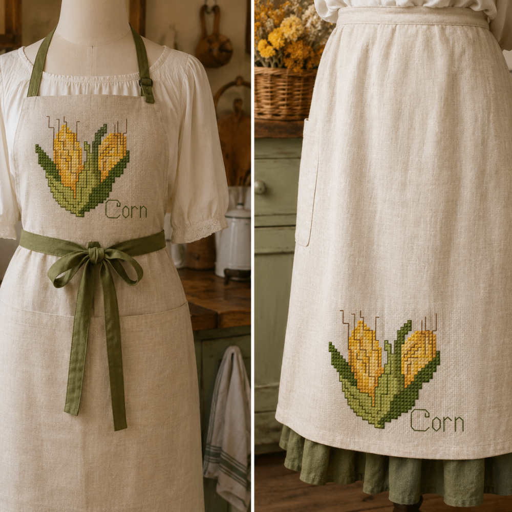 Corn Cross Stitch Pattern, Fall Harvest Mini Cross Stitch, Farmhouse Kitchen Decor, Beginner PDF Pattern, Autumn Corn Embroidery