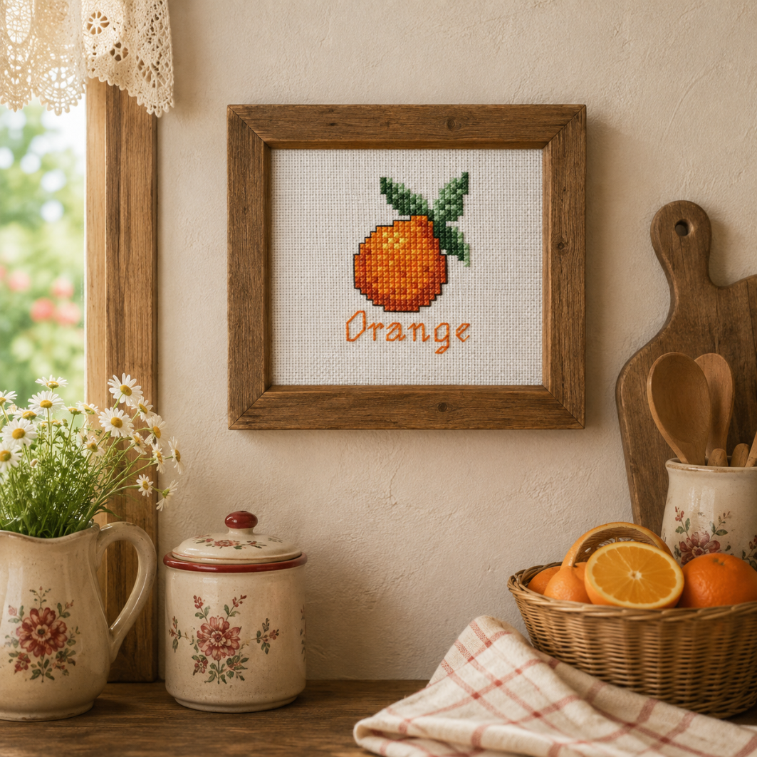 Himbeer-Kreuzstichmuster | Stickerei für Marmeladenglas-Deckel | Landhaus-Küchen-Deko | Bellas Speisekammer Wintervorbereitung | Tischdecke